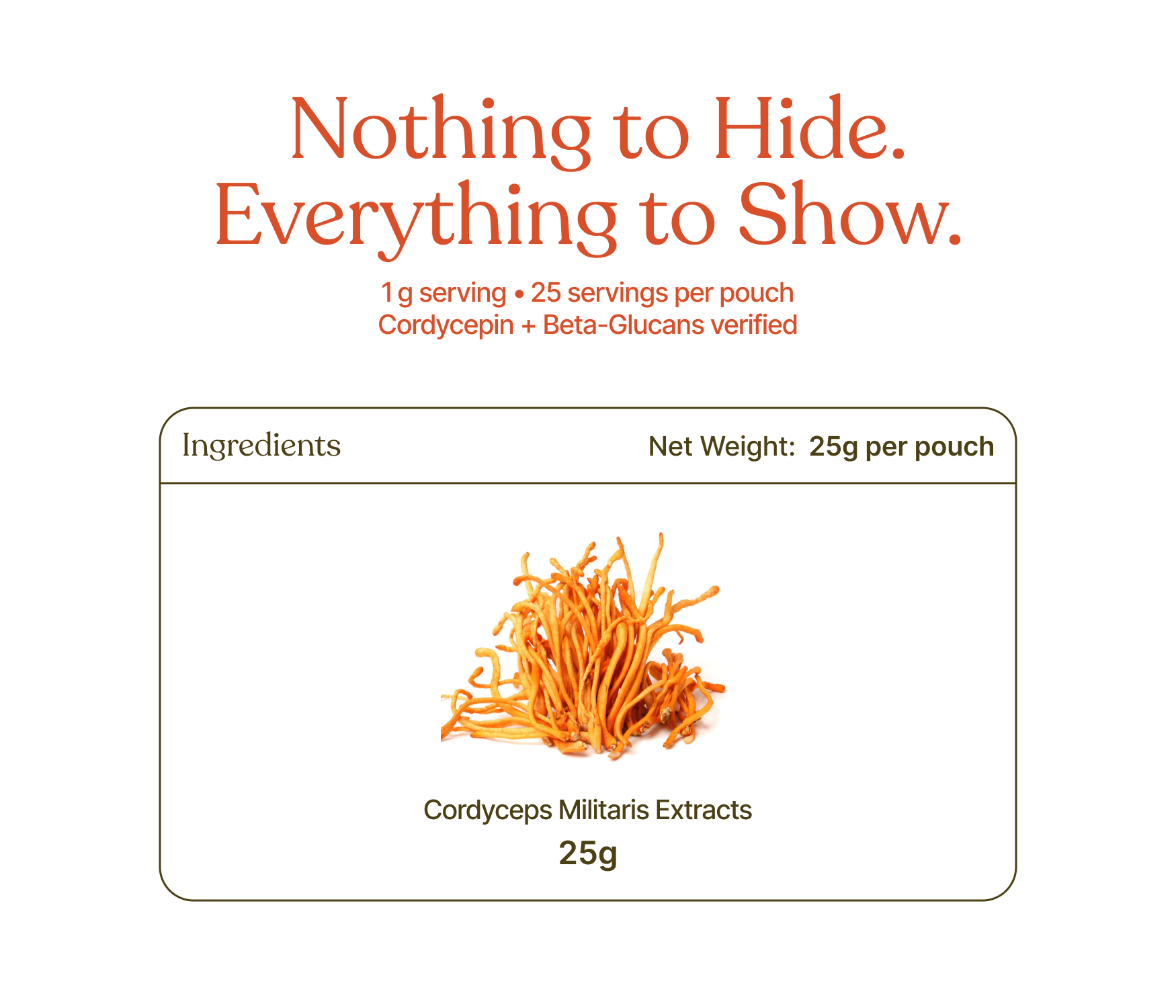 Organic Cordyceps Militaris (Keedajadi) Extract Powder — 25g