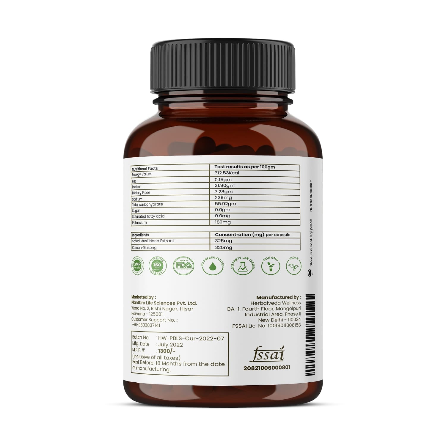 Muslivia Nano Safed Musli with Korean Ginseng Extract Capsules