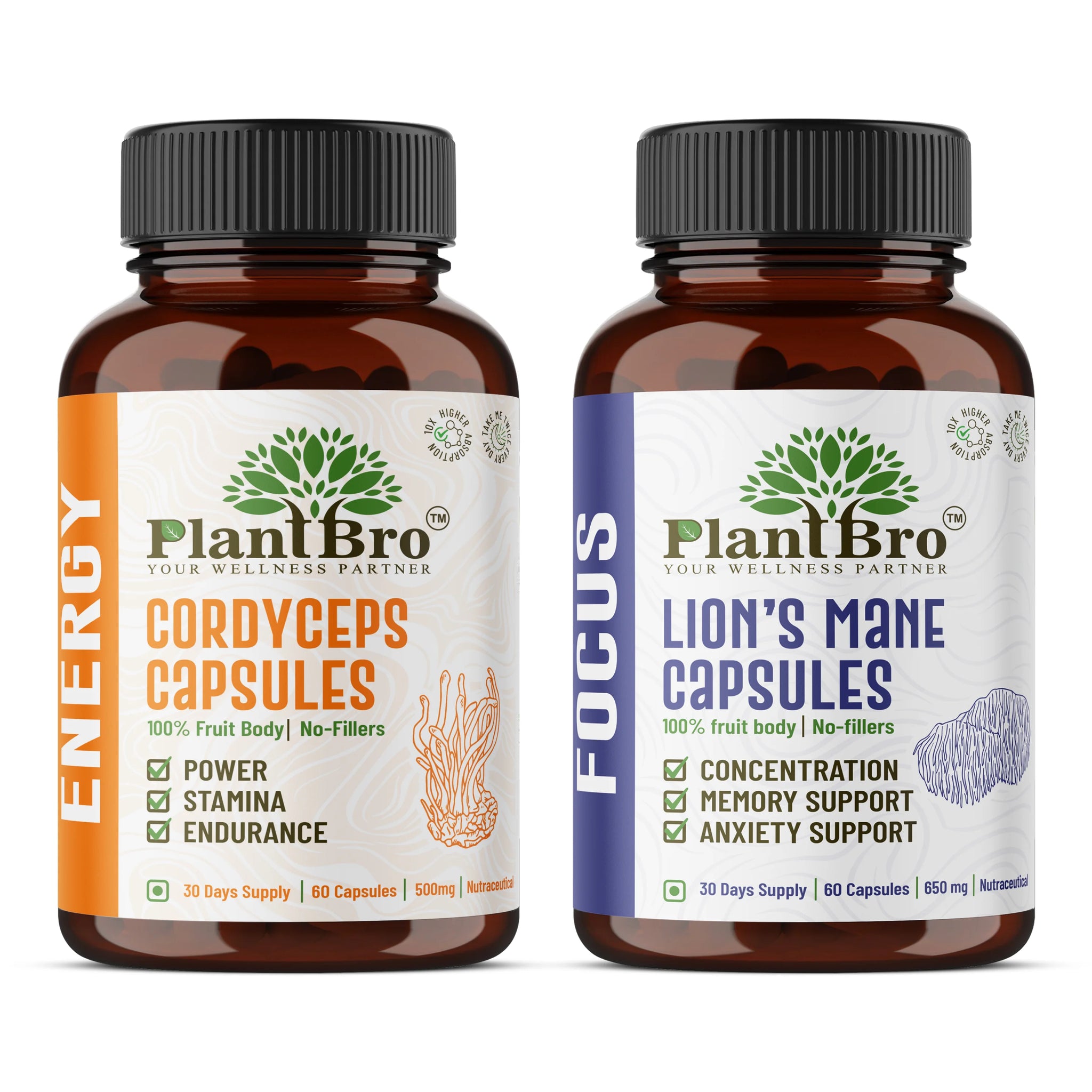 Cordyceps Capsules + Lion's Mane Capsules