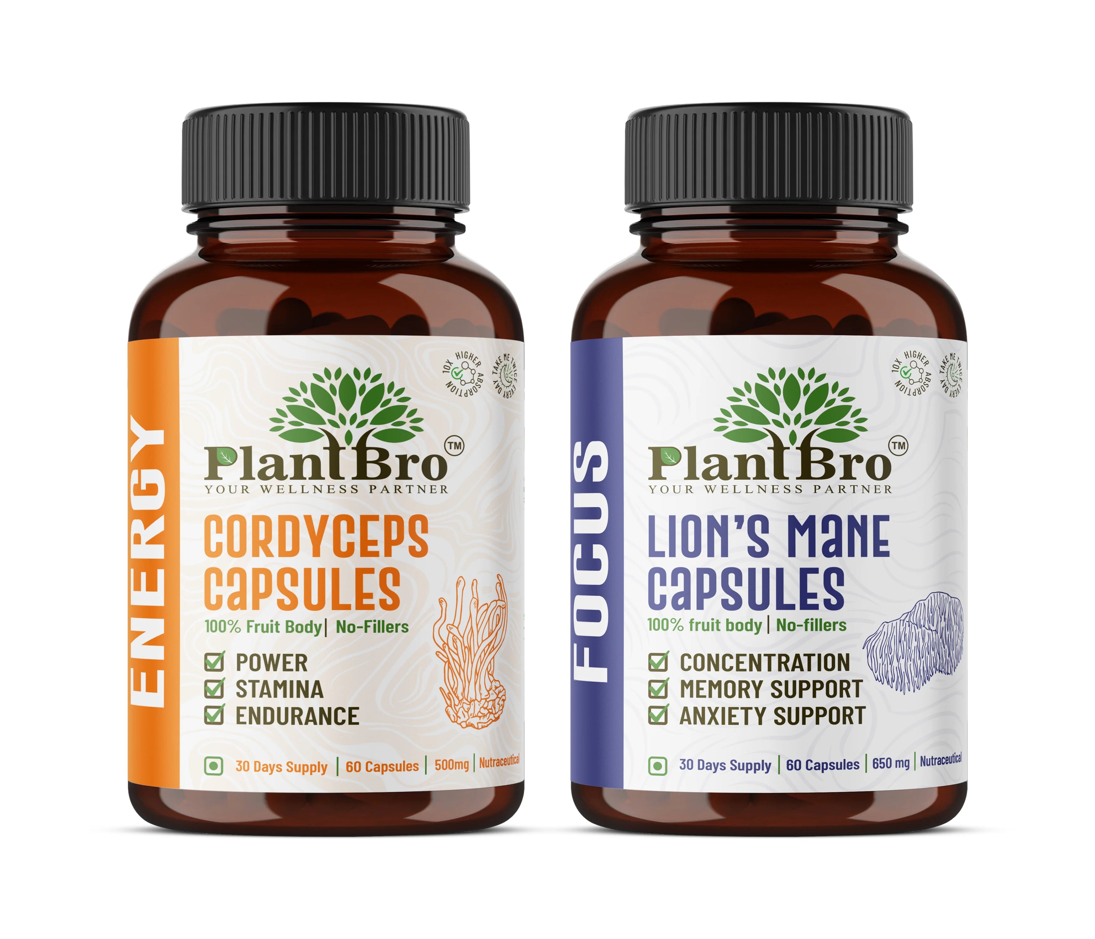 Cordyceps Capsules + Lion's Mane Capsules